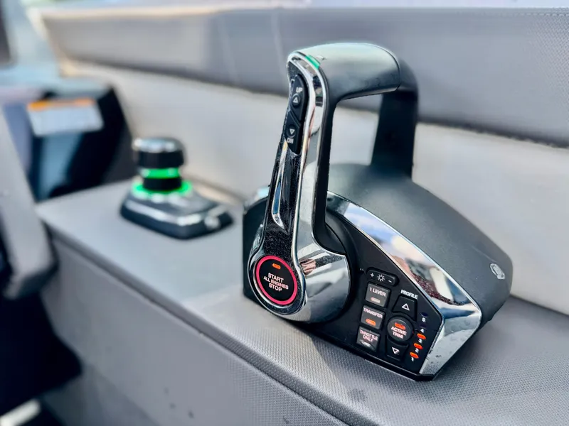 Slide: The Image of Throttle control system on 2023 Cruisers Yachts 34 GLS I/O boat. - 27