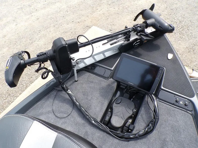 Slide: The Image of Phoenix 721 ZXL 2025 boat with trolling motor and Garmin fishfinder on deck. - 19