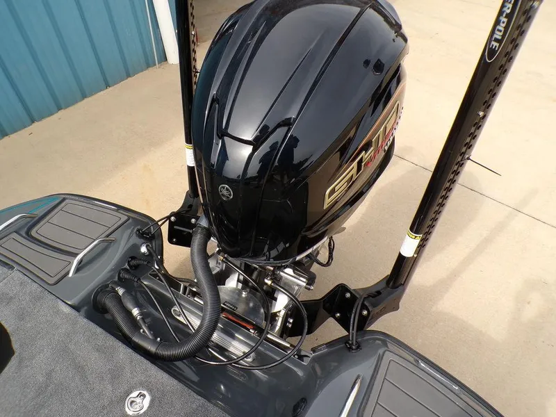Slide: The Image of 2025 Phoenix 721 ZXL boat engine, black finish, outdoor setting. - 6