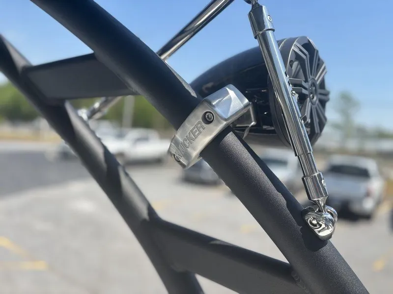 Slide: The Image of Close-up of 2024 Tahoe 210 S boat's speaker and support structure. - 21