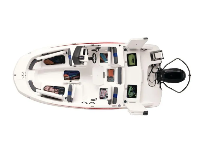 Slide: The Image of 2024 Tahoe T16 boat, top view, showcasing seating and storage layout. - 3