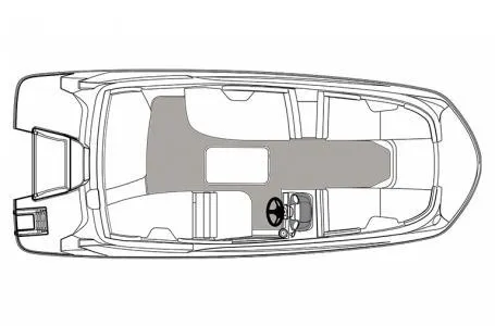 Slide: The Image of Top view diagram of a 2021 Hurricane SunDeck Sport 185 OB boat layout. - 2