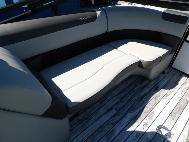 Slide: The Image of Luxurious seating on 2025 Veranda Relax 22 RC boat, featuring sleek design and comfort. - 12