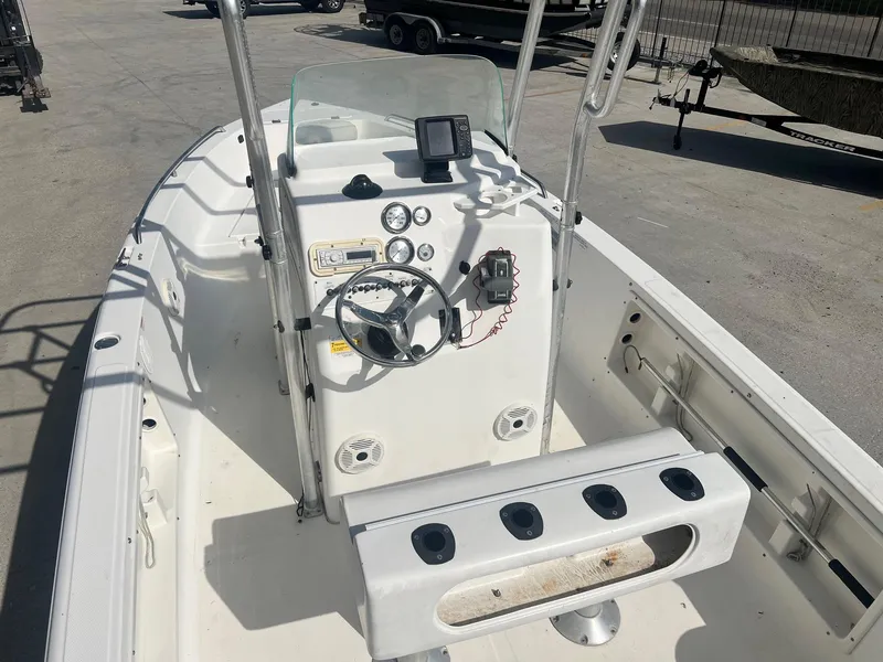 Slide: The Image of 2007 Sea Fox Pro Series Center Console 197 boat interior with steering and control panel. - 5