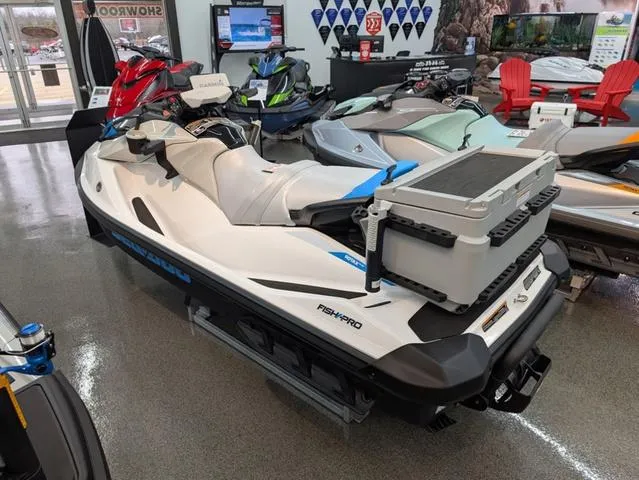 Slide: The Image of 2024 Sea-Doo Waverunner Fishpro™ Scout 130 on display in showroom. - 4
