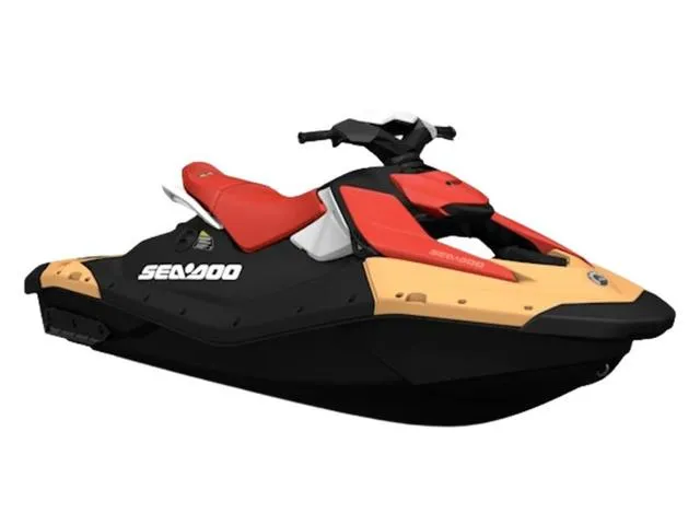 Slide: The Image of 2025 Sea-Doo Waverunner Spark, red and black, Rotax 900 ACE engine, sleek design. - 1