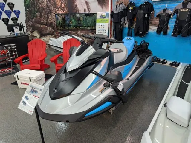 Slide: The Image of 2024 Yamaha WaveRunner VX in showroom with accessories and promotional displays. - 4