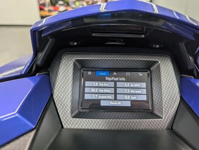 Slide: The Image of 2024 Yamaha WaveRunner GP SVHO dashboard displaying trip and fuel information. - 8