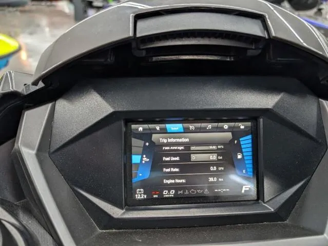 Slide: The Image of 2022 Yamaha WaveRunner FX Cruiser HO dashboard displaying trip information and audio system controls. - 10