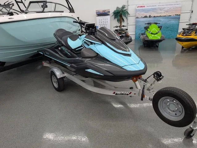 Slide: The Image of 2022 Yamaha WaveRunner FX Cruiser HO with Audio System on trailer in showroom. - 3
