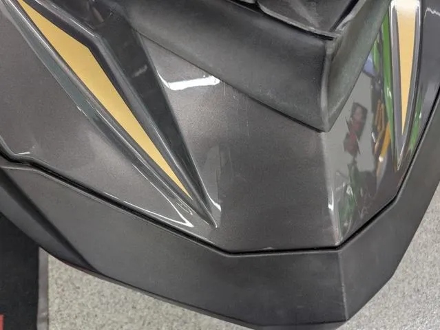 Slide: The Image of Close-up of 2019 Sea-Doo RXP-X 300 Waverunner in black and lava red. - 4