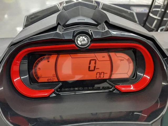 Slide: The Image of Dashboard of 2019 Sea-Doo Waverunner RXP-X 300, black and lava red, showing 0 mph. - 8