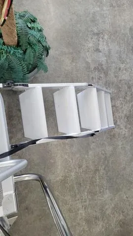 Slide: The Image of Boat ladder on Bennington 23 LSB, 2023 model, with a plant nearby. - 19