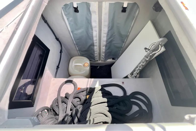 Slide: The Image of Sailboat deck of 2021 Balance 482, featuring winch and rigging details. - 125