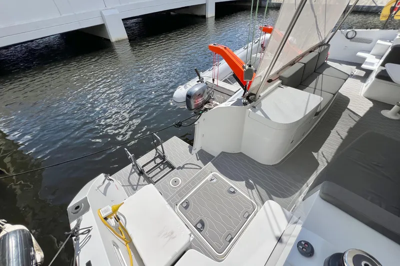 Slide: The Image of Engine compartment of a 2021 Balance 482 with Yanmar engine and mechanical components. - 147