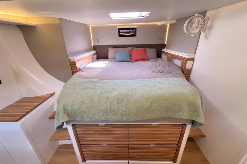 Slide: The Image of Modern shower interior in Balance 482, 2021 model, featuring sleek black fixtures. - 87