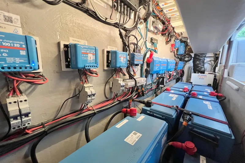 Slide: The Image of Modern bedroom interior in 2021 Balance 482 yacht with cozy bed and wooden accents. - 91