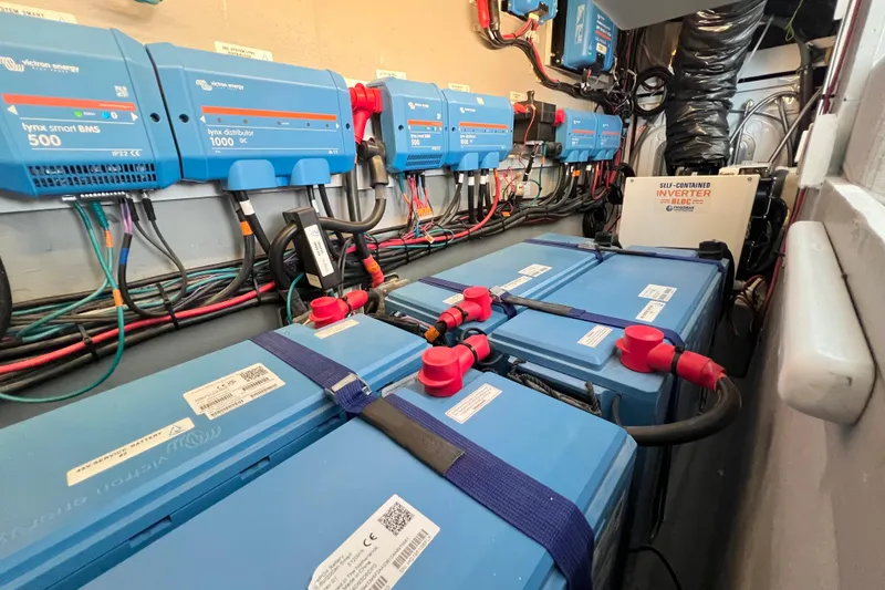 Slide: The Image of Modern bedroom interior in 2021 Balance 482 yacht with cozy bedding and wooden accents. - 92