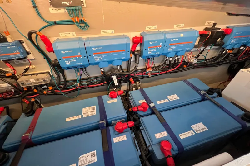 Slide: The Image of Control panel of a 2021 Balance 482 yacht with digital displays and switches. - 94