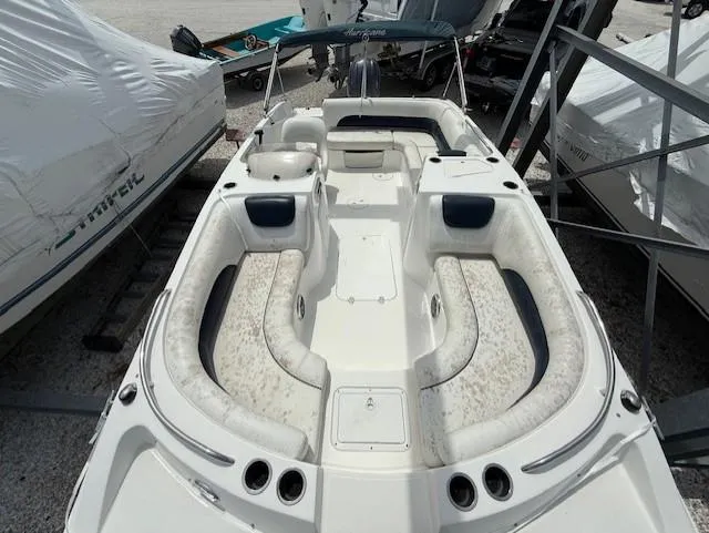 Slide: The Image of 2015 Hurricane SunDeck Sport 188 OB boat with spacious seating and sleek design. - 7