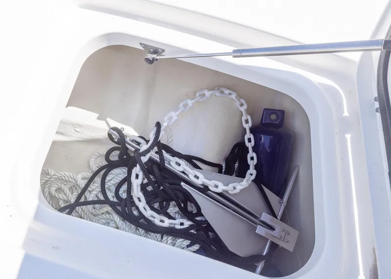 Slide: The Image of 2024 World Cat 260CC anchor storage with ropes and chain. - 26