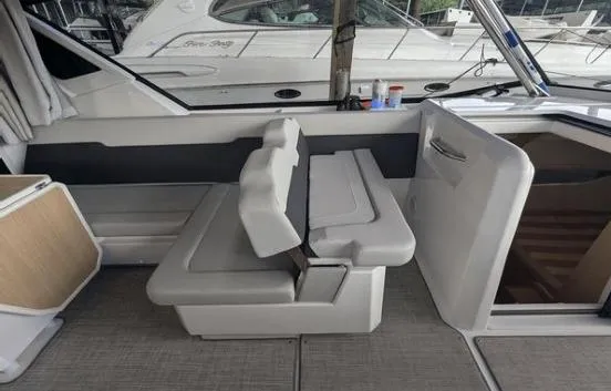 Slide: The Image of Interior seating of 2020 Aquila 36 Sport boat, featuring modern design and comfortable upholstery. - 7