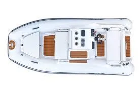 Slide: The Image of 2025 AB Inflatables 330 Jet Boat, top view, white with brown accents. - 7