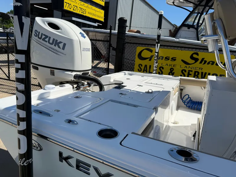 Slide: The Image of 2020 Key West 210 BR boat with Suzuki 200 engine at sales and service center. - 30