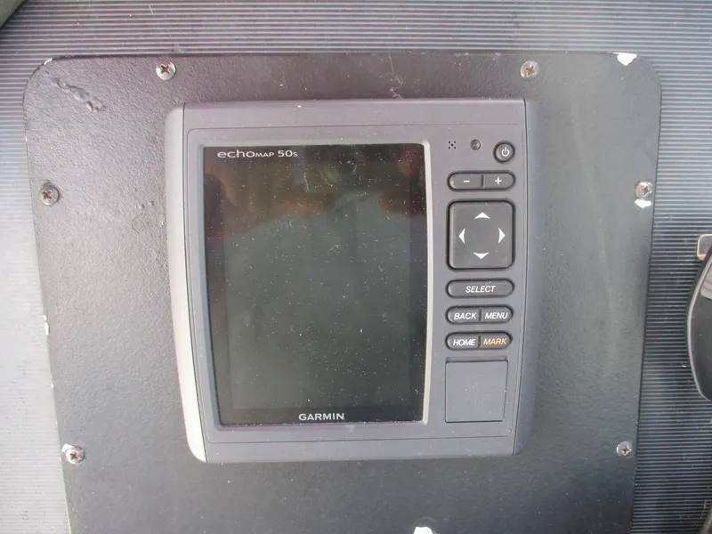 Slide: The Image of Garmin echoMAP 50s marine GPS on 1991 Sea Ray 350 Express Cruiser dashboard. - 8