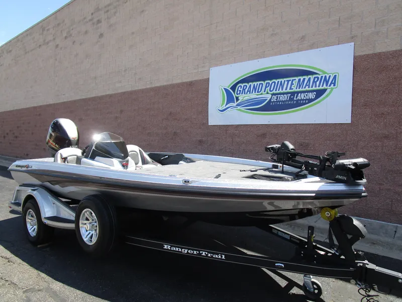 Slide: The Image of 2024 Ranger Z518 Garmin Ranger Cup boat at Grand Pointe Marina. - 2