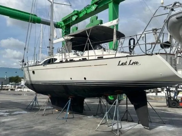 Slide: The Image of Sailboat "Last Love" on dry dock, Passport 545 Vista, 2014 model. - 19