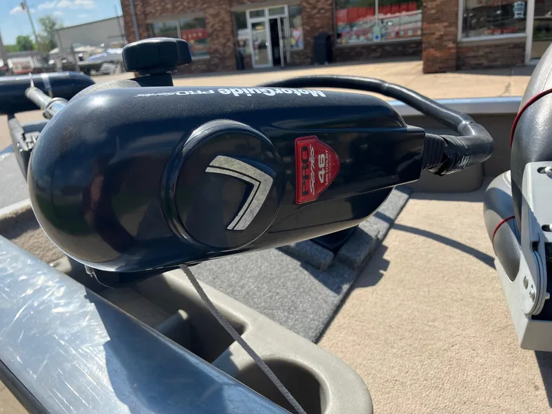 Slide: The Image of 2007 Tracker Pro Crappie 175 boat with trolling motor, outdoor setting. - 8