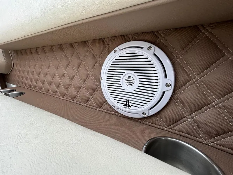 Slide: The Image of Cobalt 262 boat interior with quilted upholstery and speaker, 2010 model. - 9