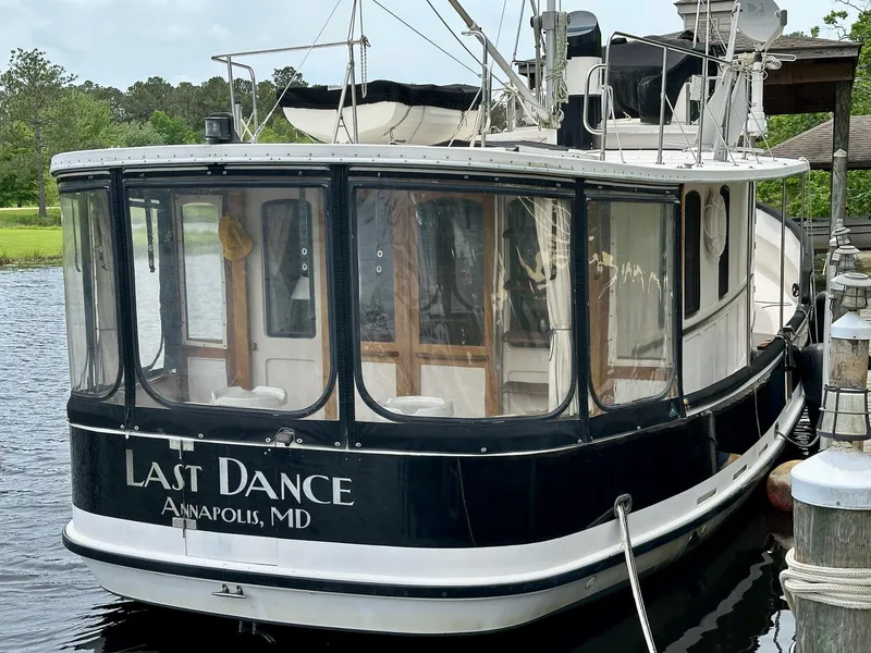 Slide: The Image of 1989 Pilgrim Trawler boat named "Last Dance" docked in Annapolis, MD. - 3