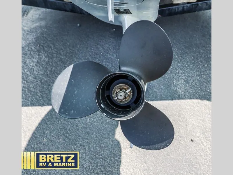 Slide: The Image of Close-up of a 2019 PRO ANGLER 162 boat propeller, displayed by Bretz RV & Marine. - 18
