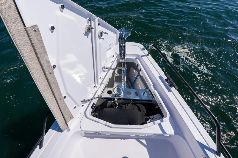 Slide: The Image of Joystick control system on 2025 Axopar 45 boat, featuring sleek design and blue lighting. - 43