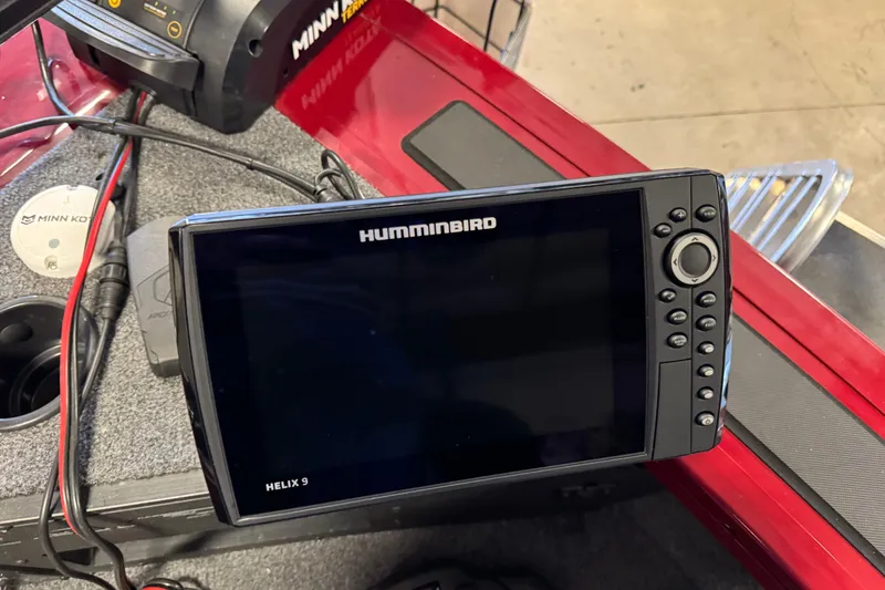 Slide: The Image of Humminbird Helix 9 fish finder on 2025 Tracker Targa V-19 Combo boat dashboard. - 21