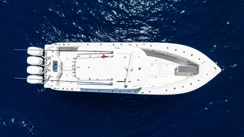 Slide: The Image of 2019 SeaVee 390Z boat on open ocean with clear blue sky. - 3