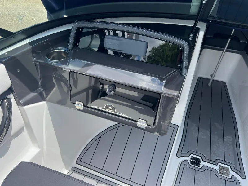 Slide: The Image of Interior of a 2021 Monterey M22 boat, featuring sleek design and modern amenities. - 10