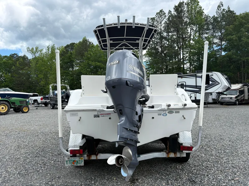 Slide: The Image of 2017 Sea Fox 206 Commander boat with Yamaha engine on trailer in parking lot. - 3