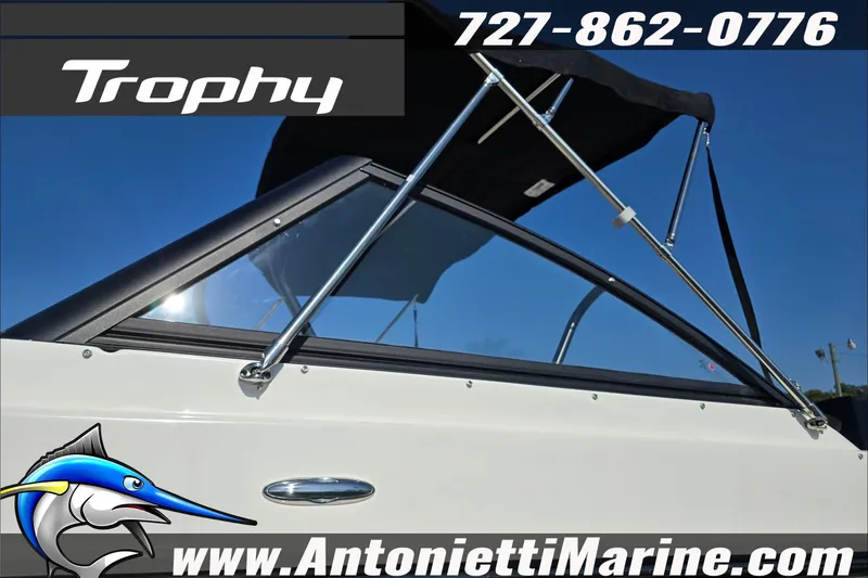 Slide: The Image of 2025 Trophy T22 SC boat on trailer at Antonietti Marine dealership. - 3