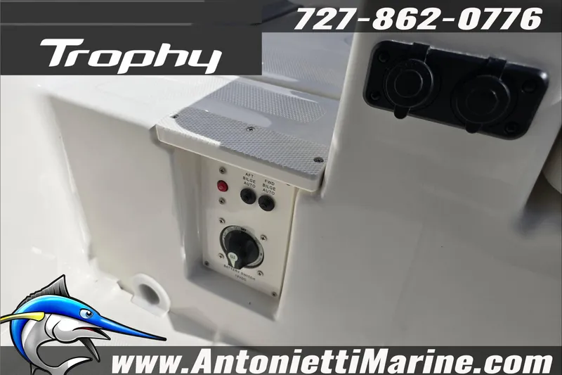 Slide: The Image of 2025 Trophy T22 SC boat dashboard with Simrad display, Antonietti Marine branding. - 45