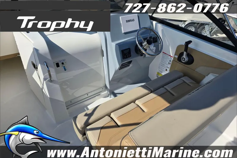 Slide: The Image of 2025 Trophy T22 SC boat seat with diamond stitching, showcased by Antonietti Marine. - 50