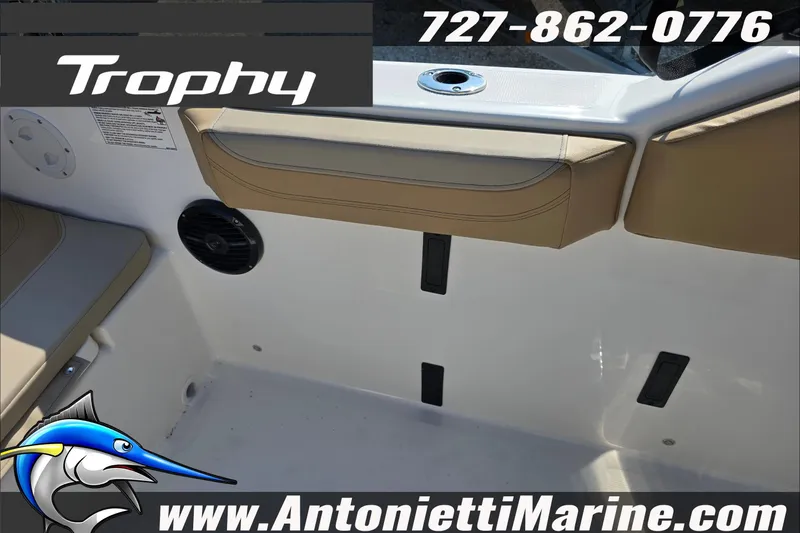 Slide: The Image of Portable toilet on 2025 Trophy T22 SC boat deck, Antonietti Marine branding. - 63