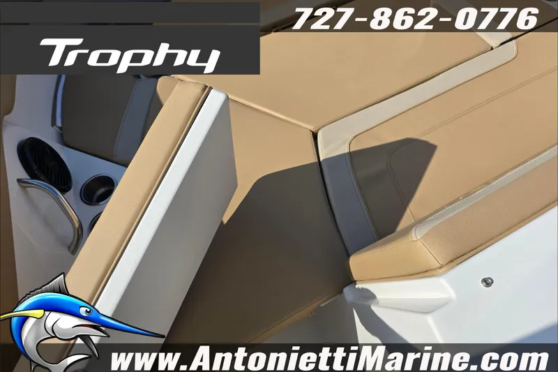 Slide: The Image of 2025 Trophy T22 SC boat detail with chrome handle, Antonietti Marine branding. - 69