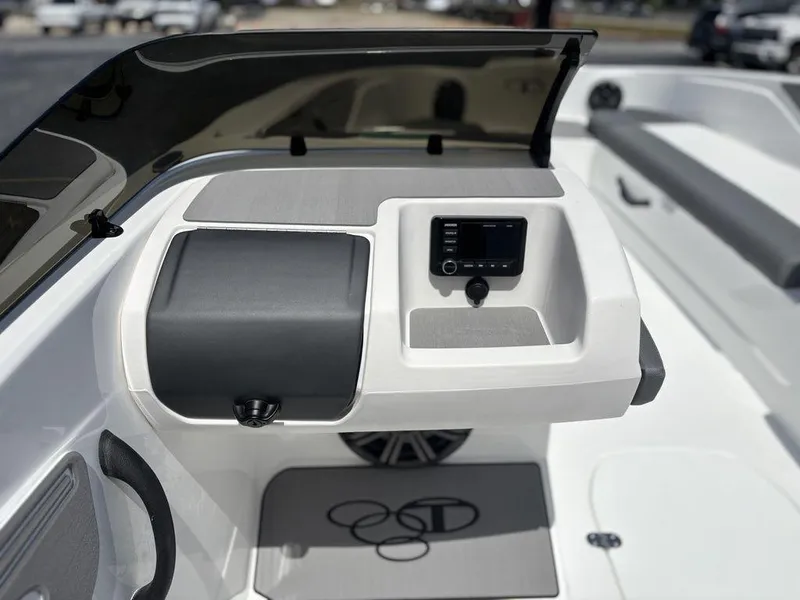 Slide: The Image of 2025 Tahoe T21 boat dashboard with modern controls and sleek design. - 18