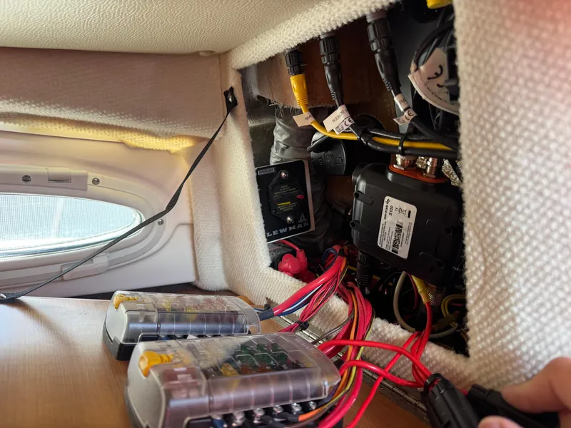 Slide: The Image of Electrical wiring and components inside a 2018 Cutwater C-242 Coupe boat. - 36