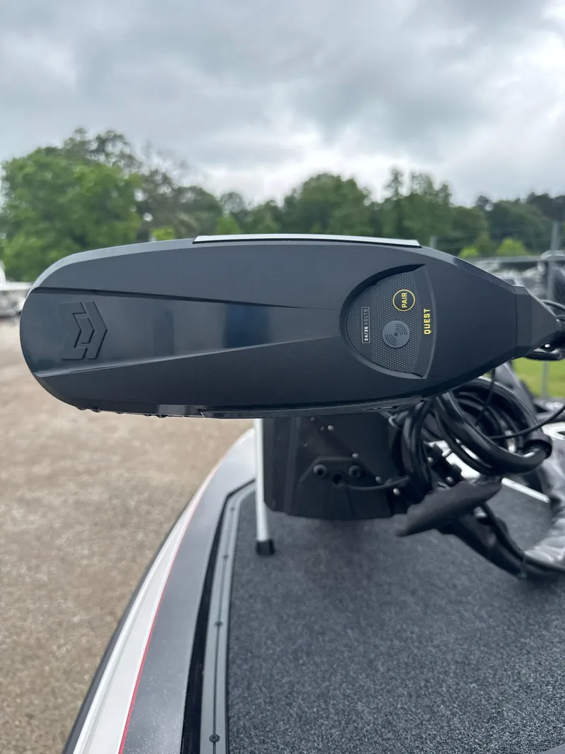 Slide: The Image of 2025 Vexus VXS20 boat with advanced trolling motor, outdoor setting. - 22