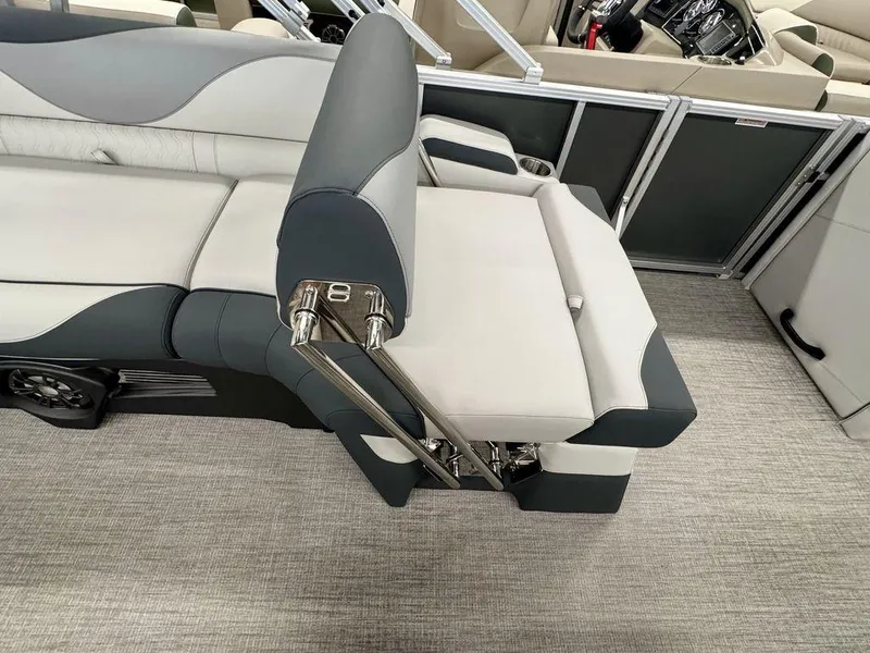 Slide: The Image of 2025 Tahoe LTZ 2385 QLS boat interior with luxurious seating and modern design. - 14