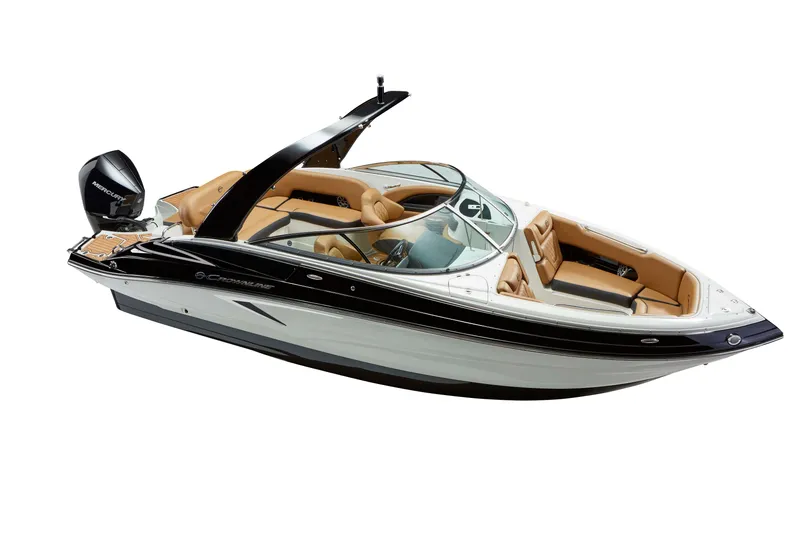 Slide: The Image of 2024 Crownline 250 XSS boat with sleek design and luxurious interior. - 12